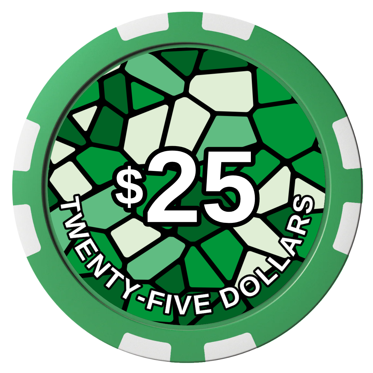 Stained Glass Composite Poker Chips - Green / 8 Stripe - Front