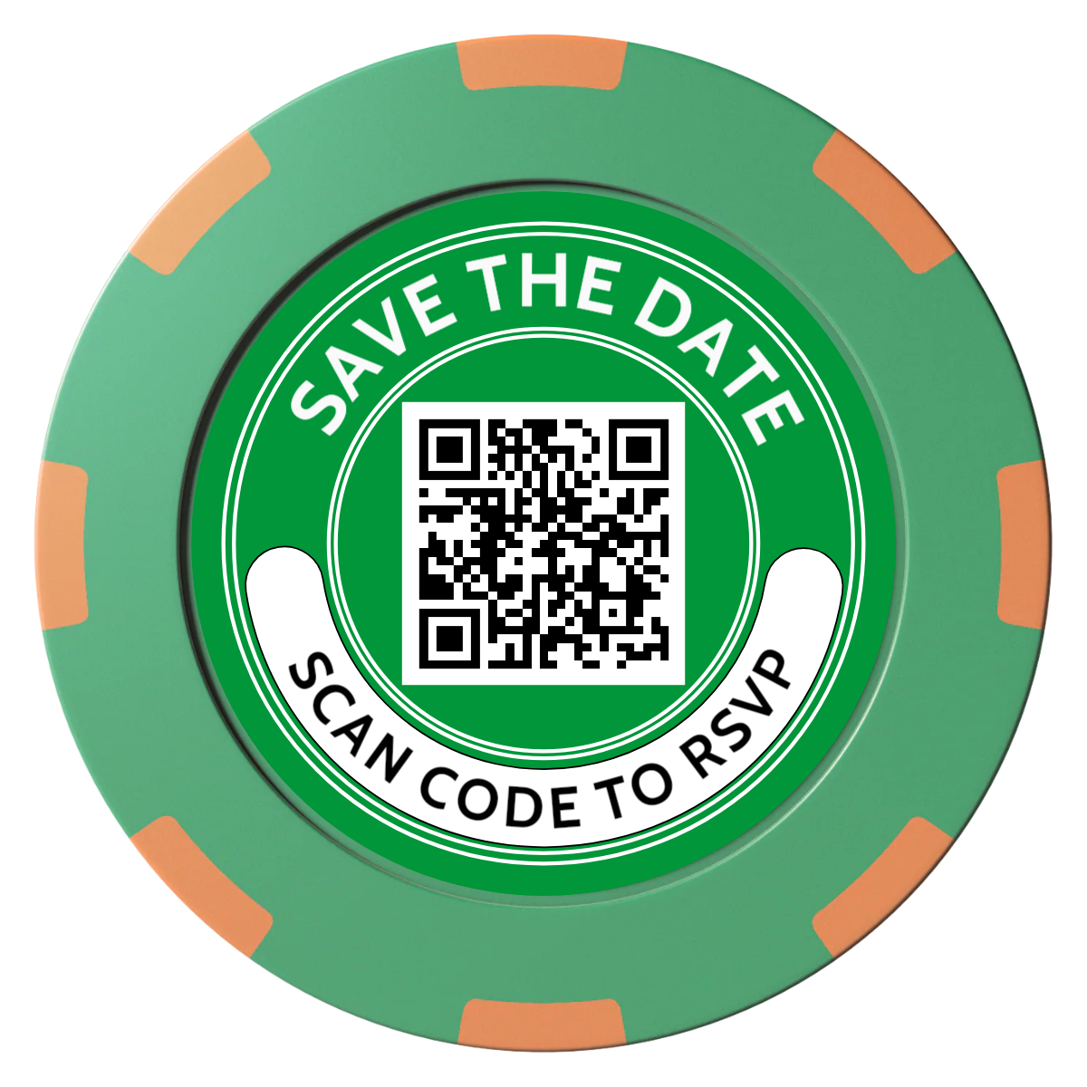 Save the Date Photo QR Code Clay Poker Chips - Green / 8 Spot (2 Tone) / 40mm - Back