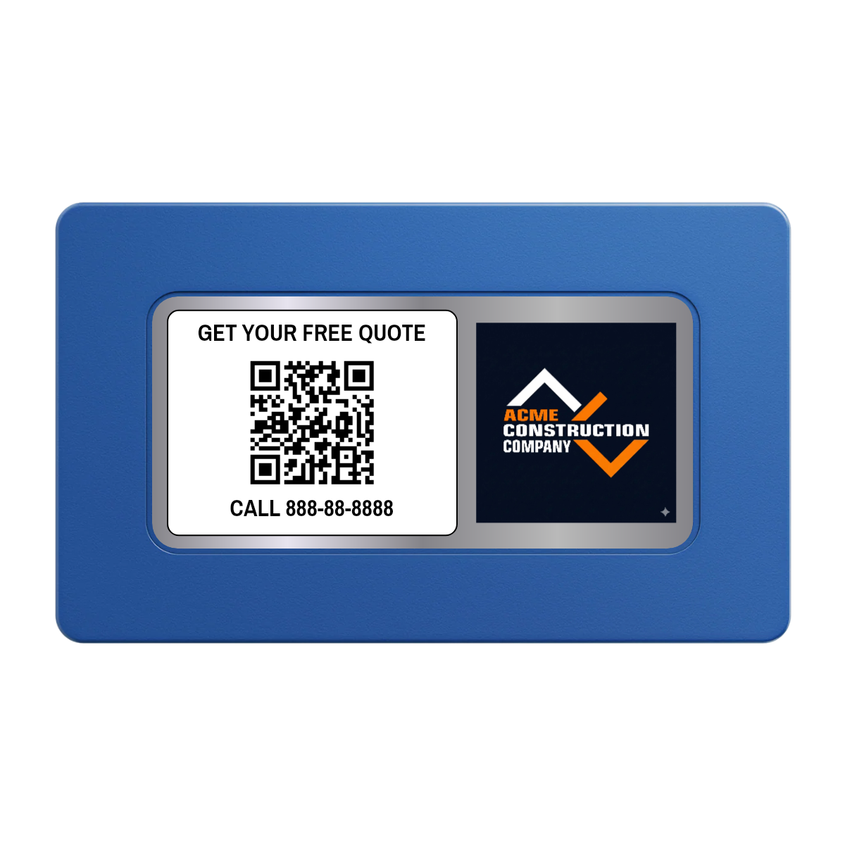 Acme Construction Rectangular Poker Chip Plaques - Blue - Front