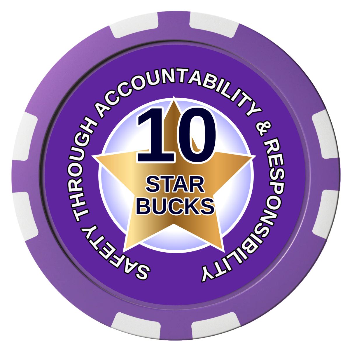 Safety Star Composite Poker Chips - Purple / 8 Stripe - Front