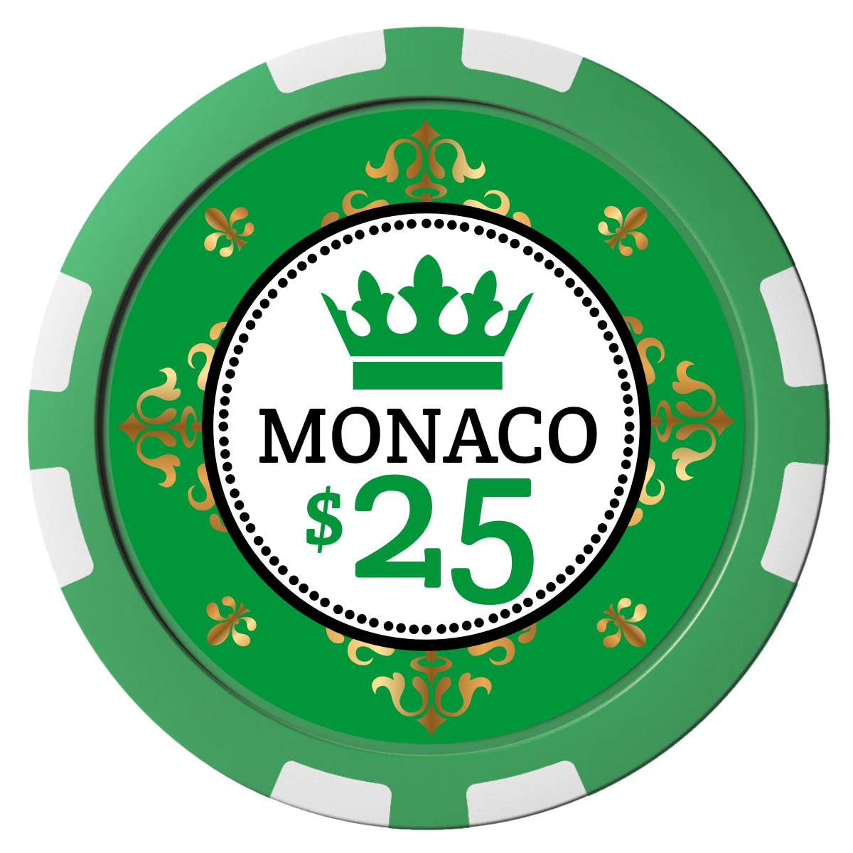 Monaco #001 Composite Poker Chips - Green / 8 Stripe - Front