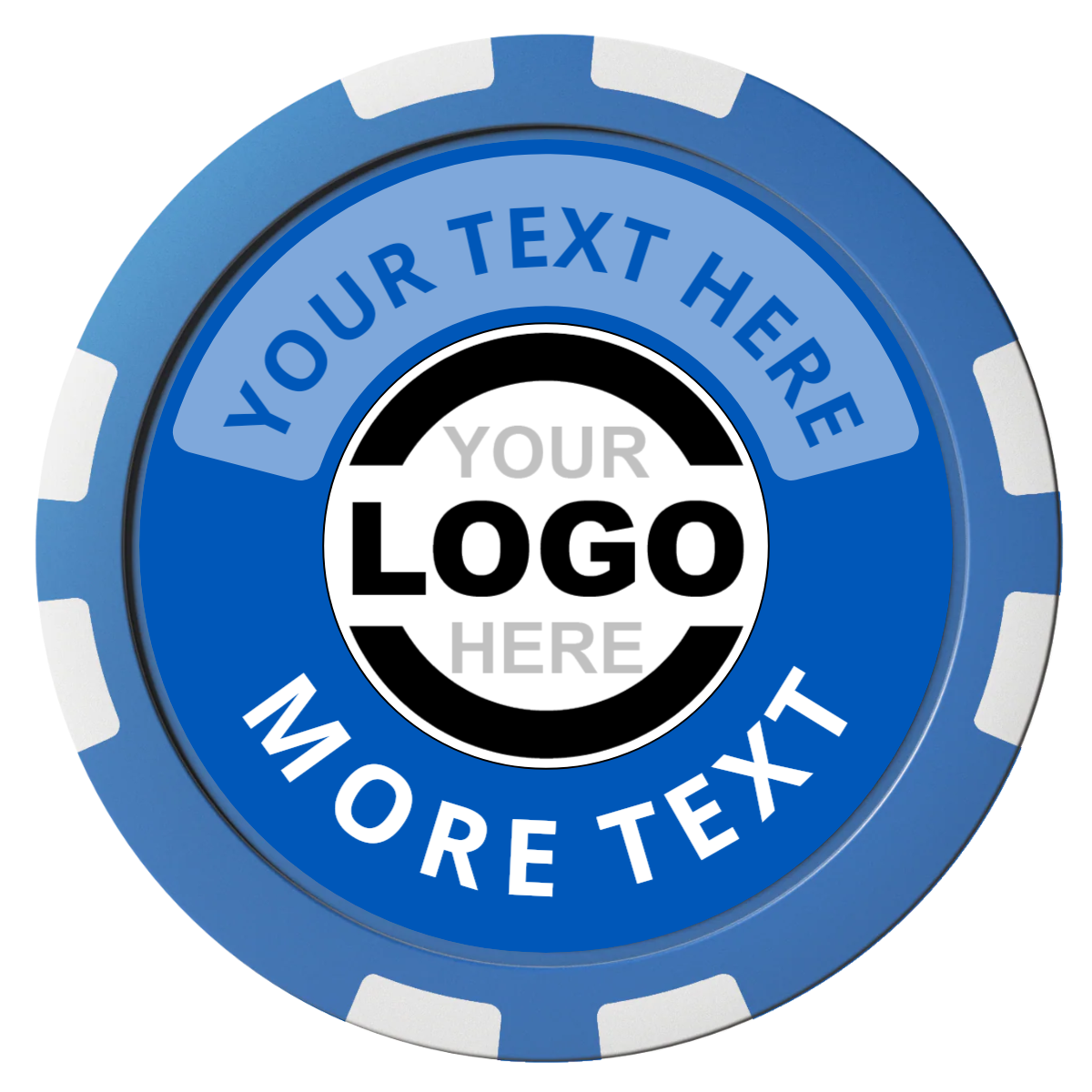 Two Tone Logo Composite Poker Chips - Blue / 8 Stripe - Front