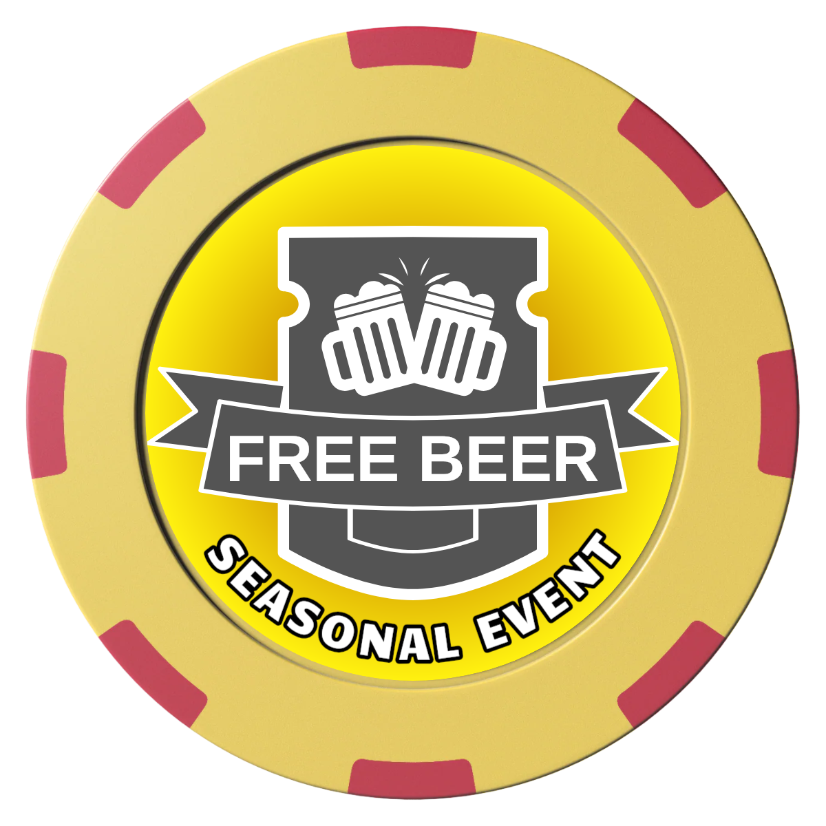 Craft Beer #001 Clay Poker Chips - Yellow / 8 Spot (2 Tone) / 40mm - Front