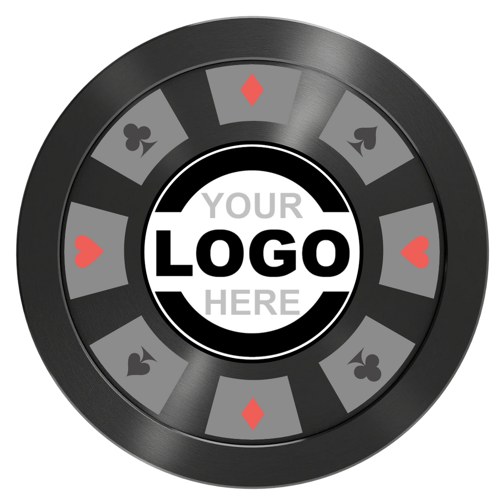 Suit 8 Your Logo Aluminum Poker Chips - Black - Front