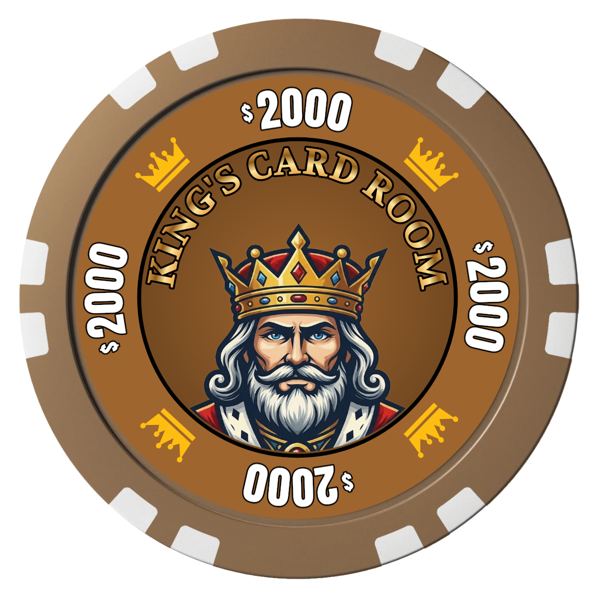 Kings Composite Poker Chips - Brown / Double Stripe - Front