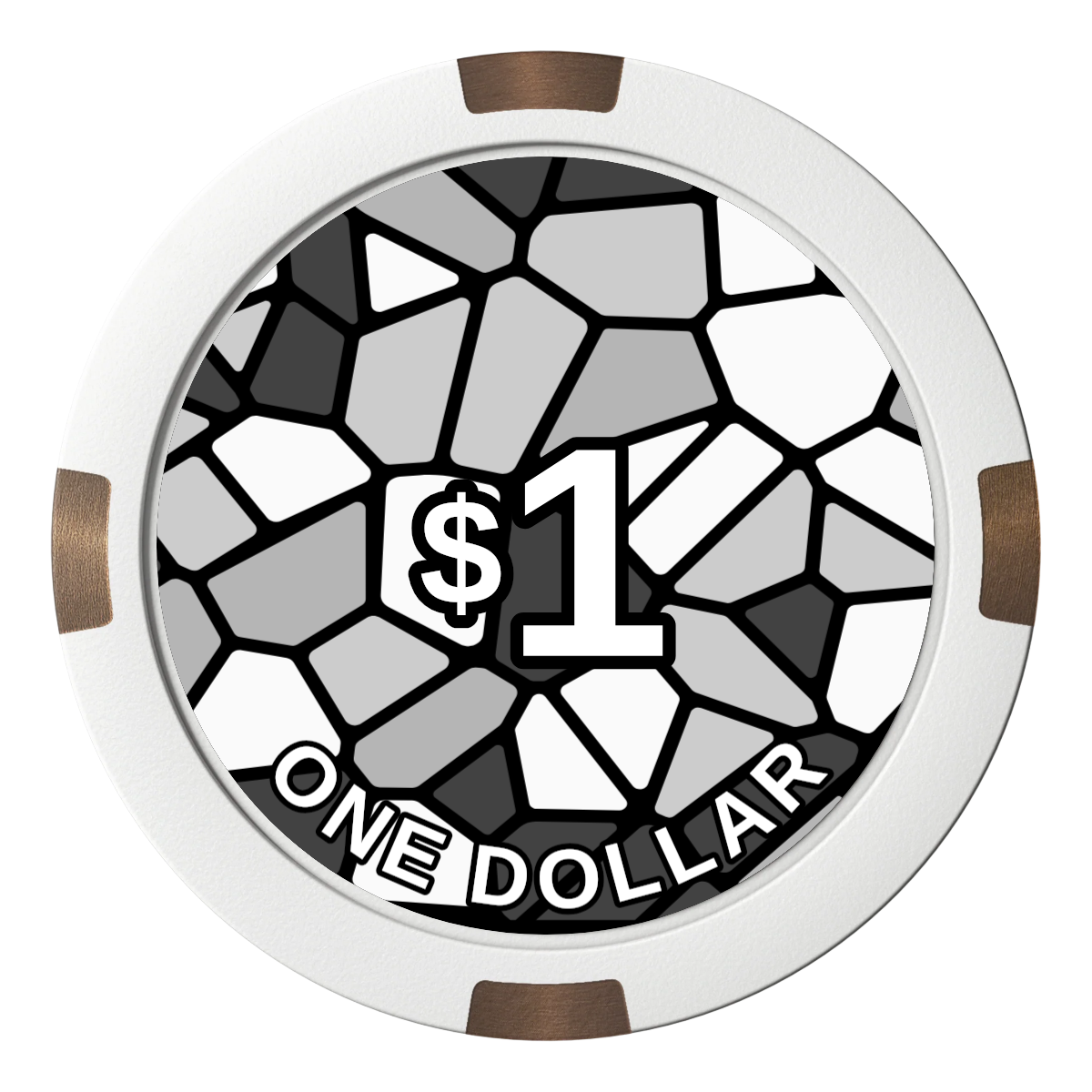 Stained Glass Composite & Metal Hybrid Poker Chips - White - Front