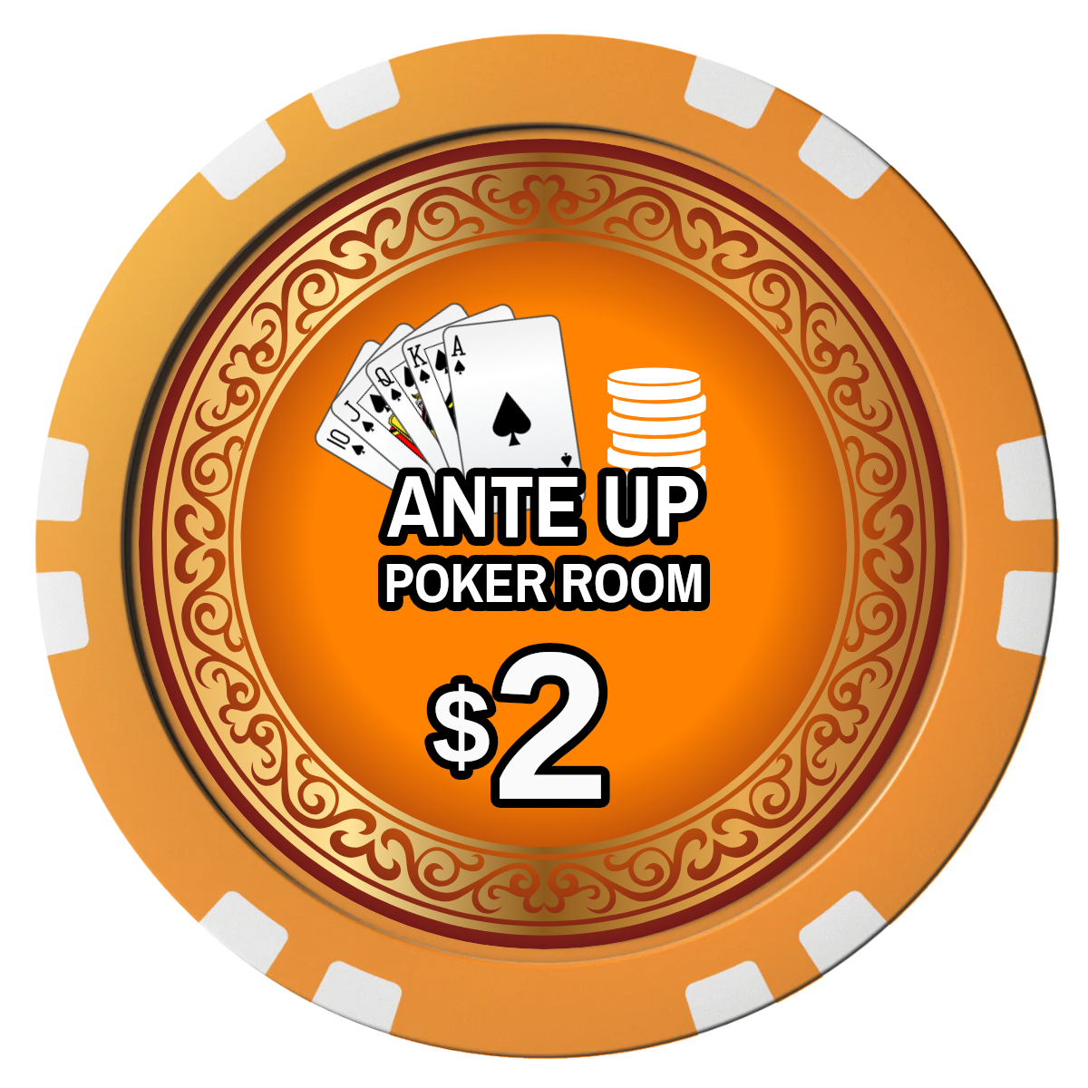 Ante Up Poker Room Composite Poker Chips - Orange / Double Stripe - Front
