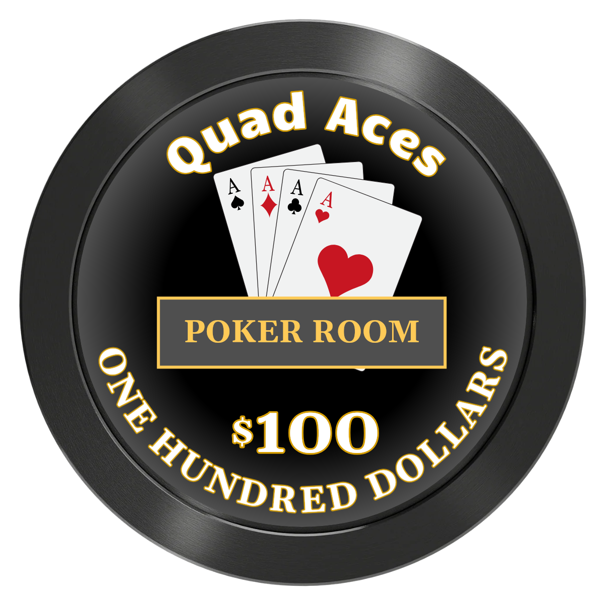 Quad Aces Aluminum Poker Chips - Black - Front