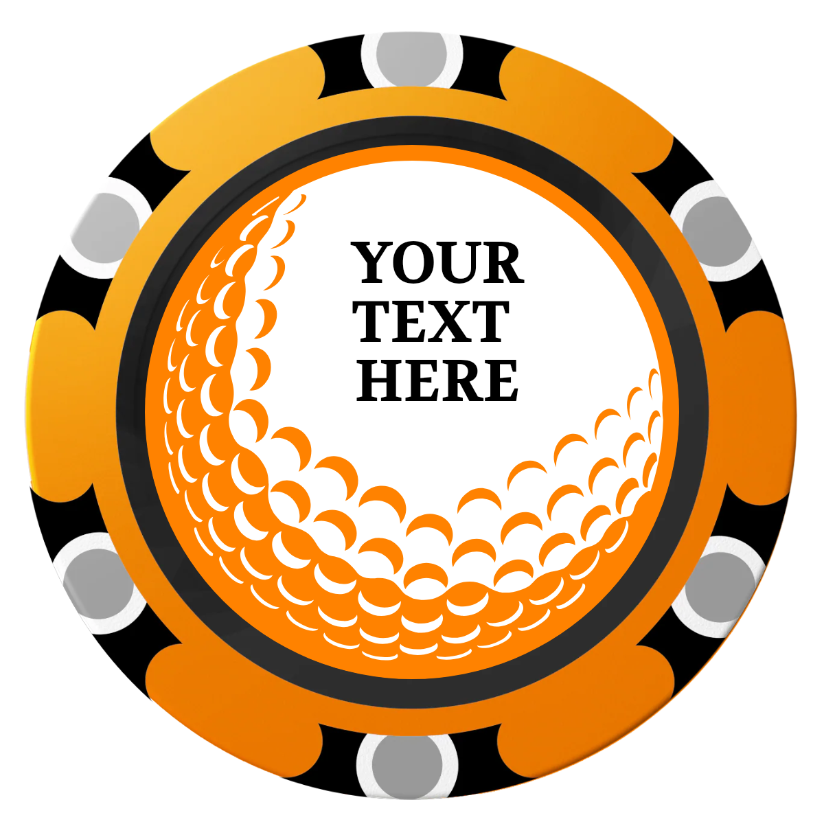 Hole In One Clay Poker Chips - Orange / Monte Carlo / 40mm - Front