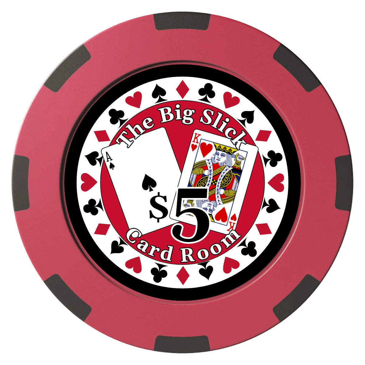 AK Big Slick Clay Poker Chips - Red / 8 Spot (2 Tone) / 40mm - Front
