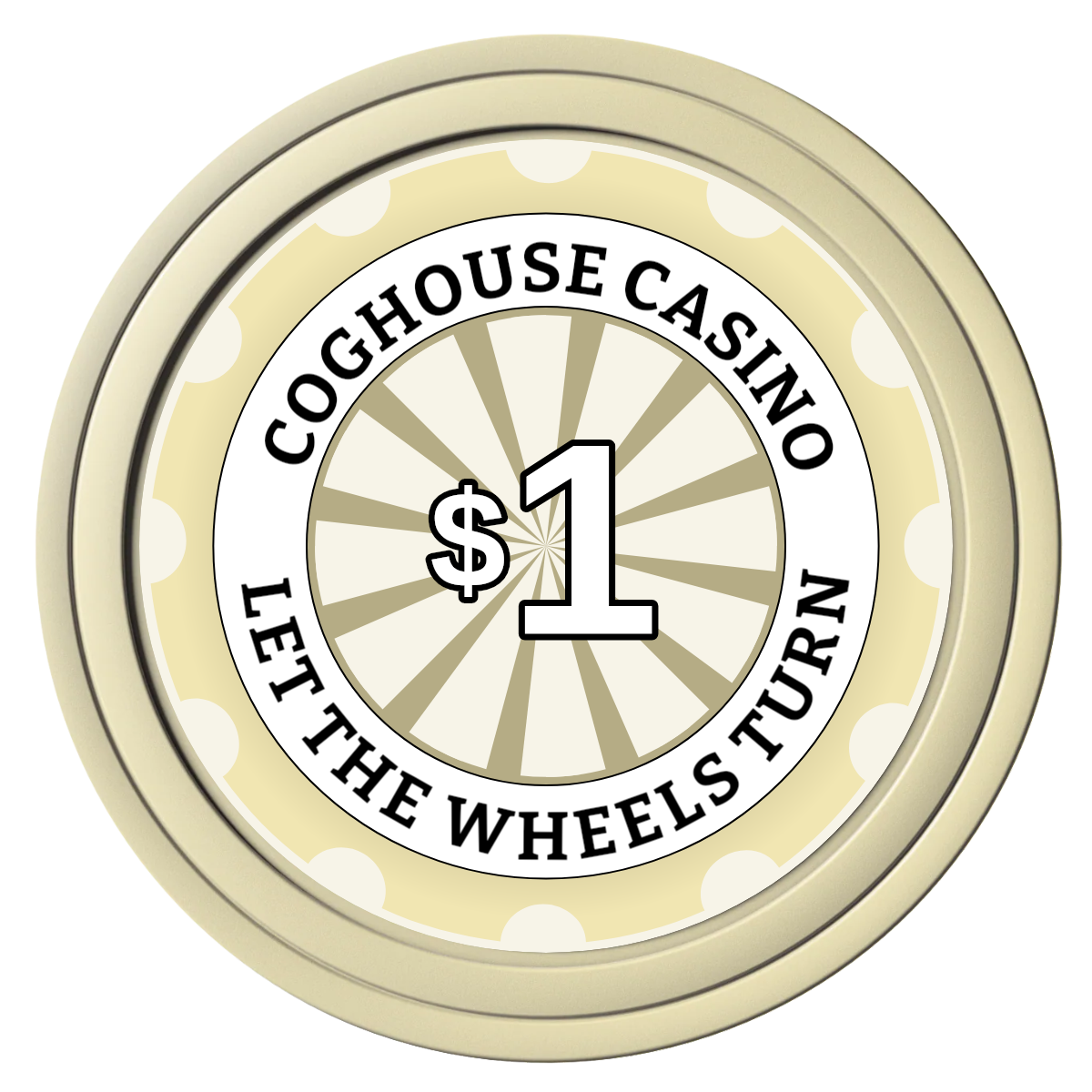 Cog House Composite Poker Chips - Ivory / Solid - Front
