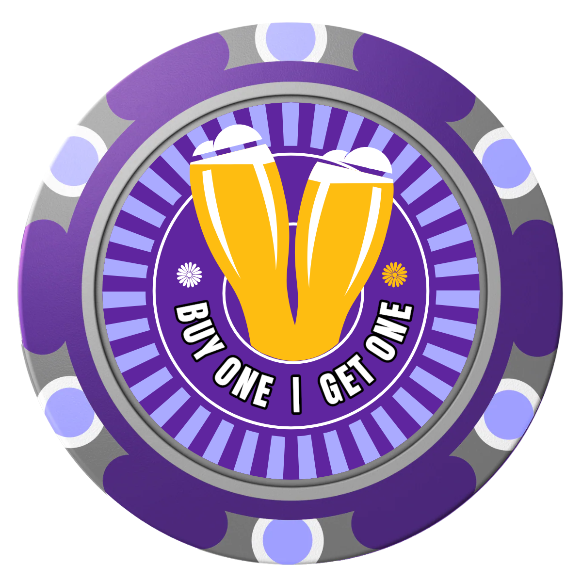 Double Pint Clay Poker Chips - Purple / Monte Carlo / 40mm - Front