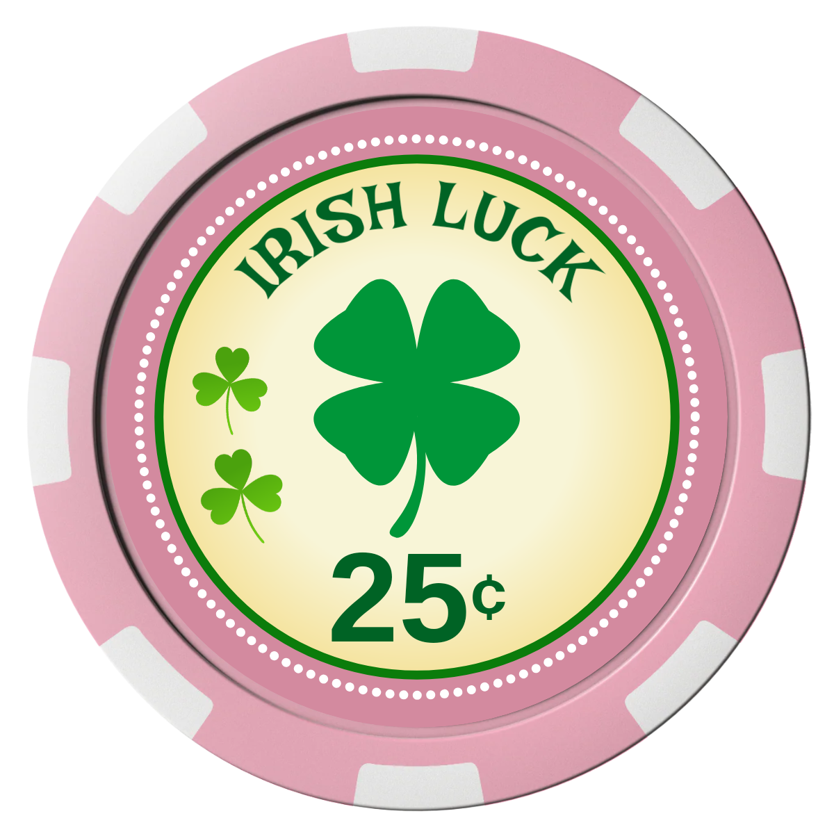 Irish Luck Composite Poker Chips - Pink / 8 Spot - Front