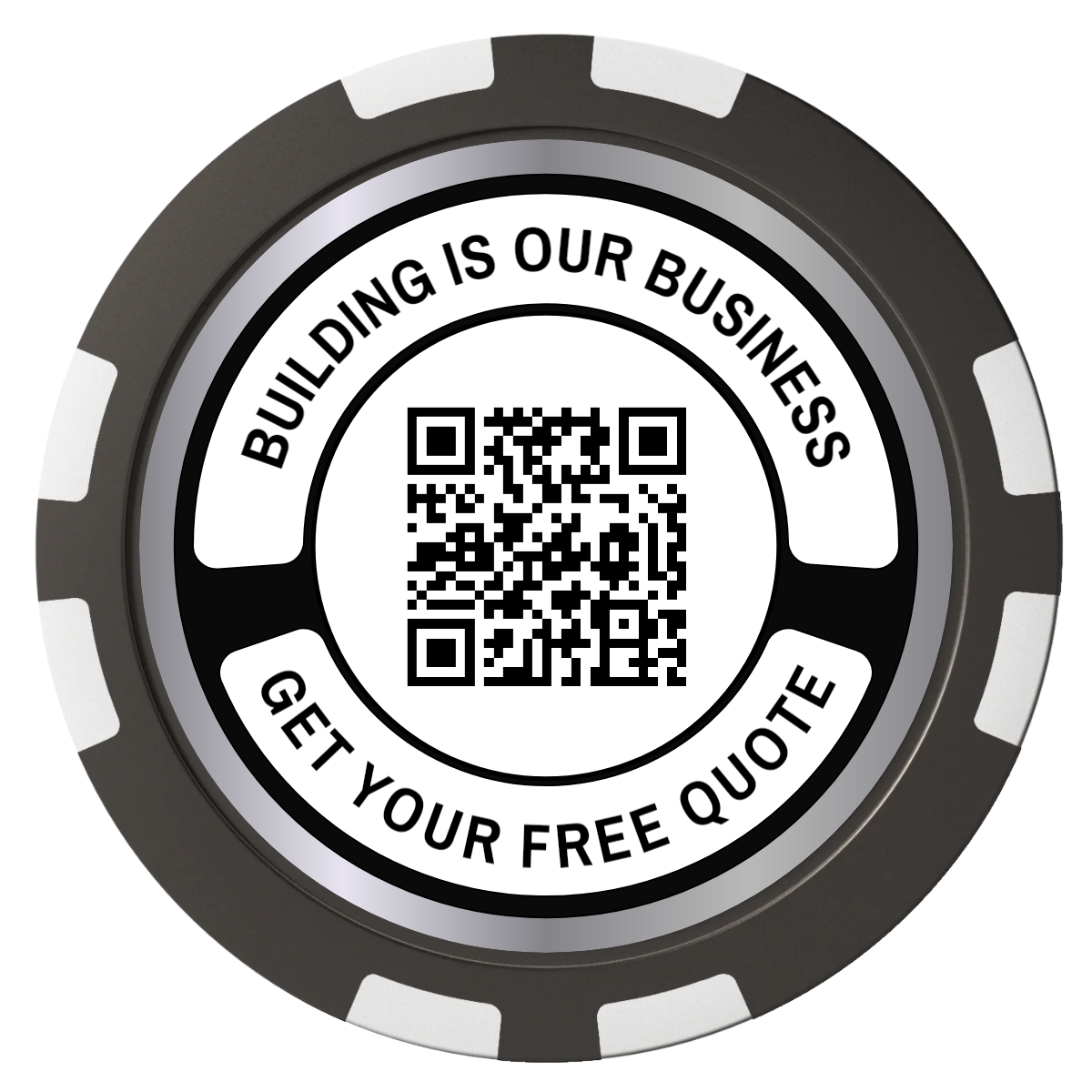 Acme Construction Composite Poker Chips - Black / 8 Stripe - Front