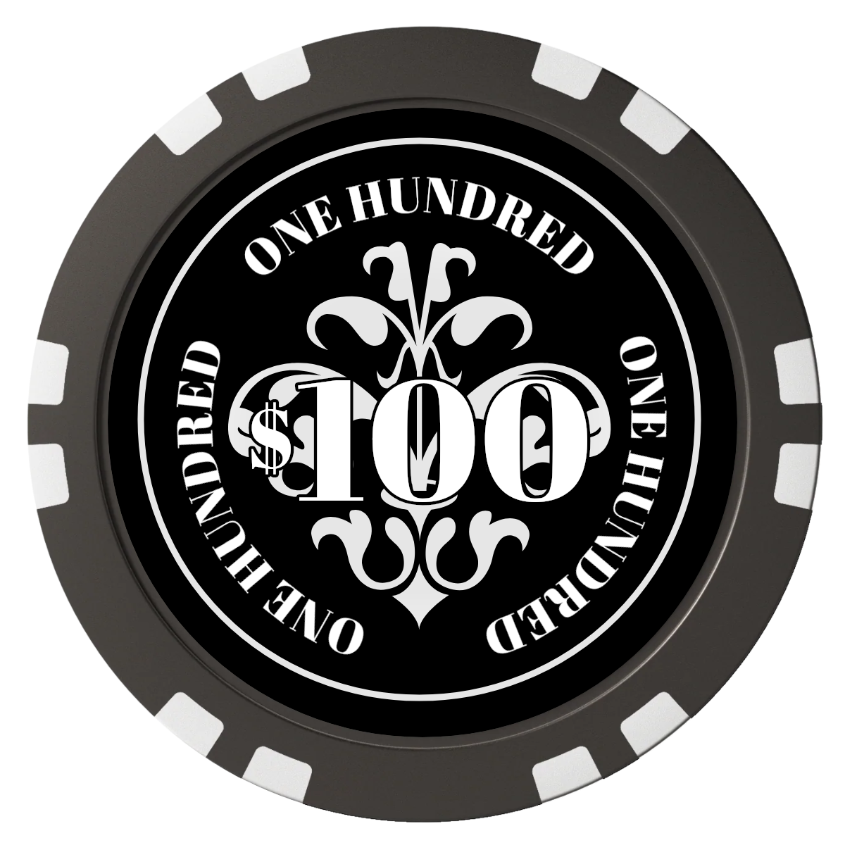 Gothic Revival Composite Poker Chips - Black / Double Stripe - Back