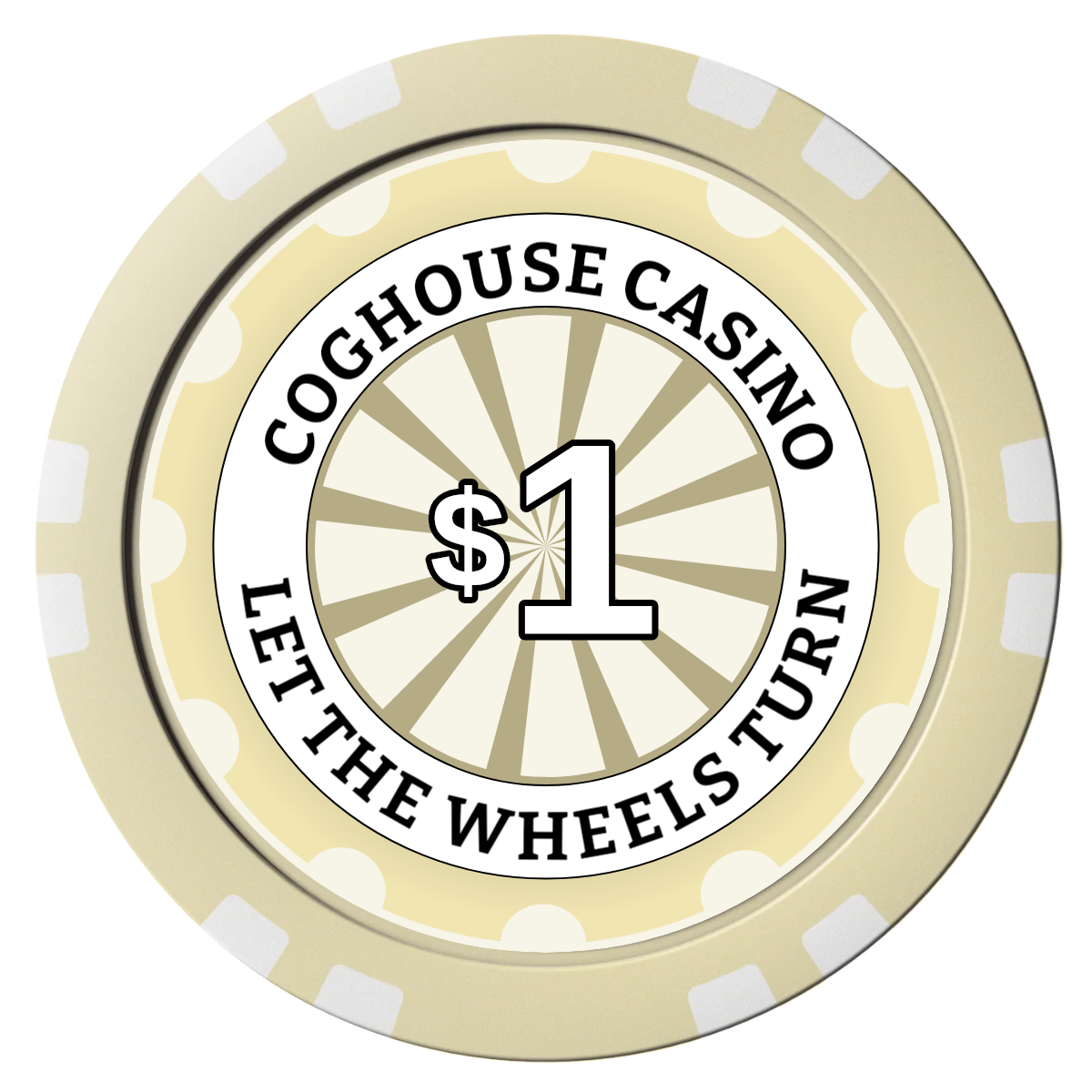 Cog House Composite Poker Chips - Ivory / Double Stripe - Front