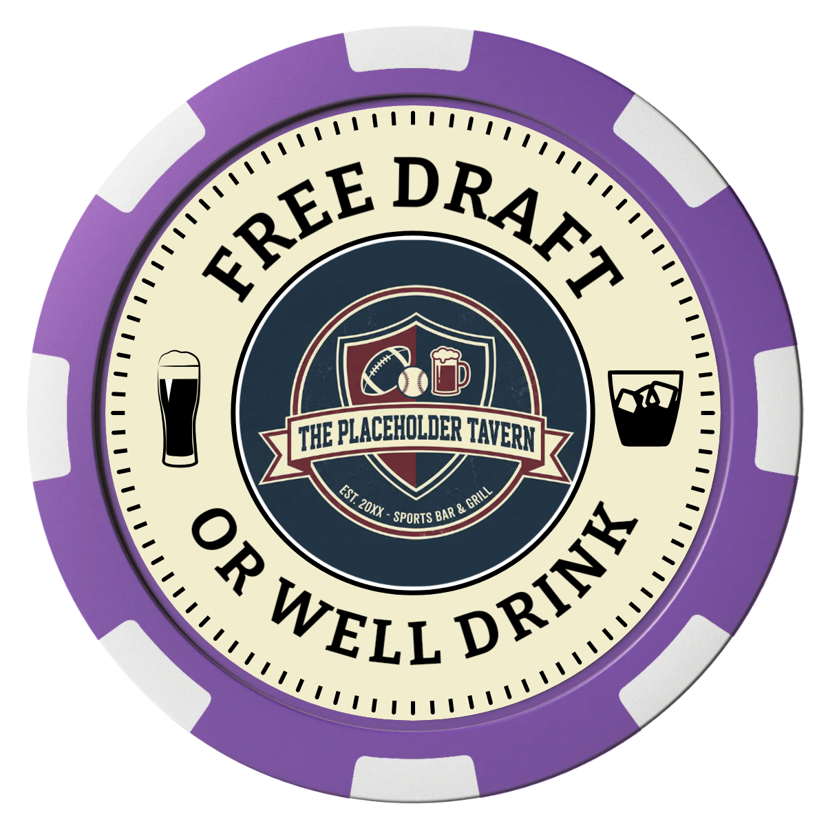 Beer Shop Composite Poker Chips - Purple / 8 Spot - Front