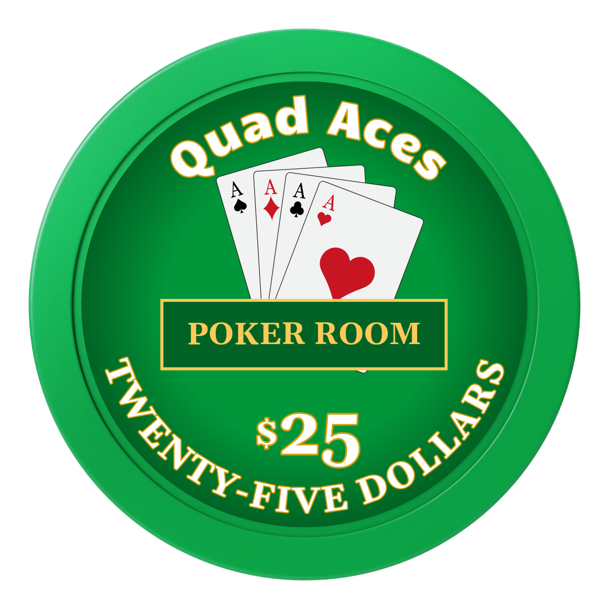 Quad Aces 2" Oversized Poker Chips - Green - Front