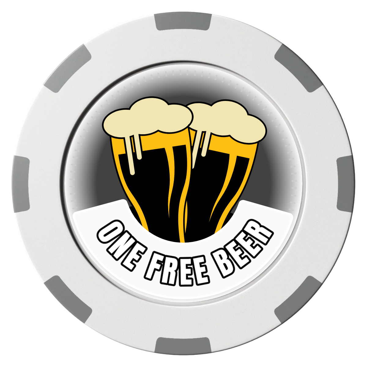 Double Pint 2 Clay Poker Chips - White / 8 Spot (2 Tone) / 40mm - Front