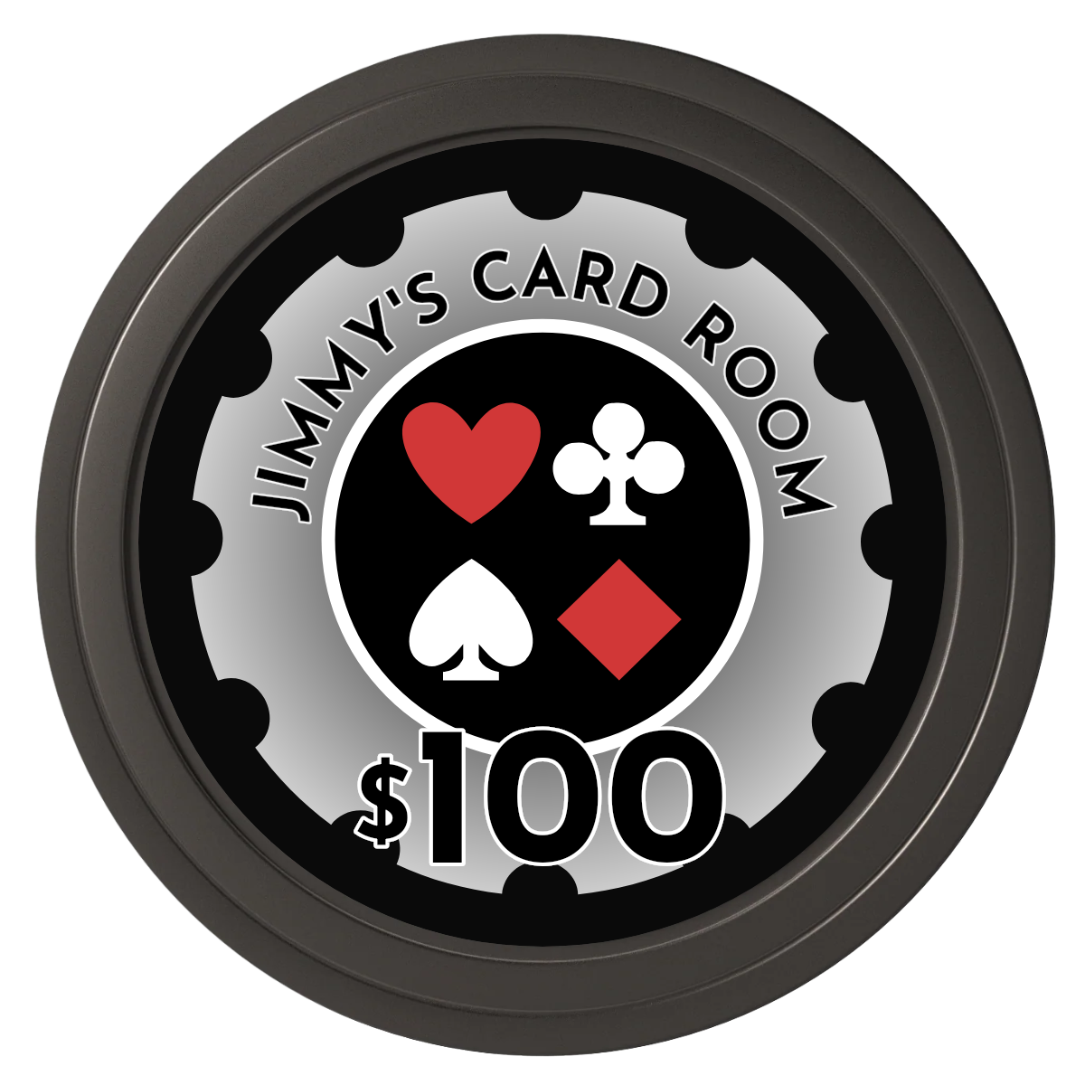 Your Four Suits Composite Poker Chips - Black / Solid - Front