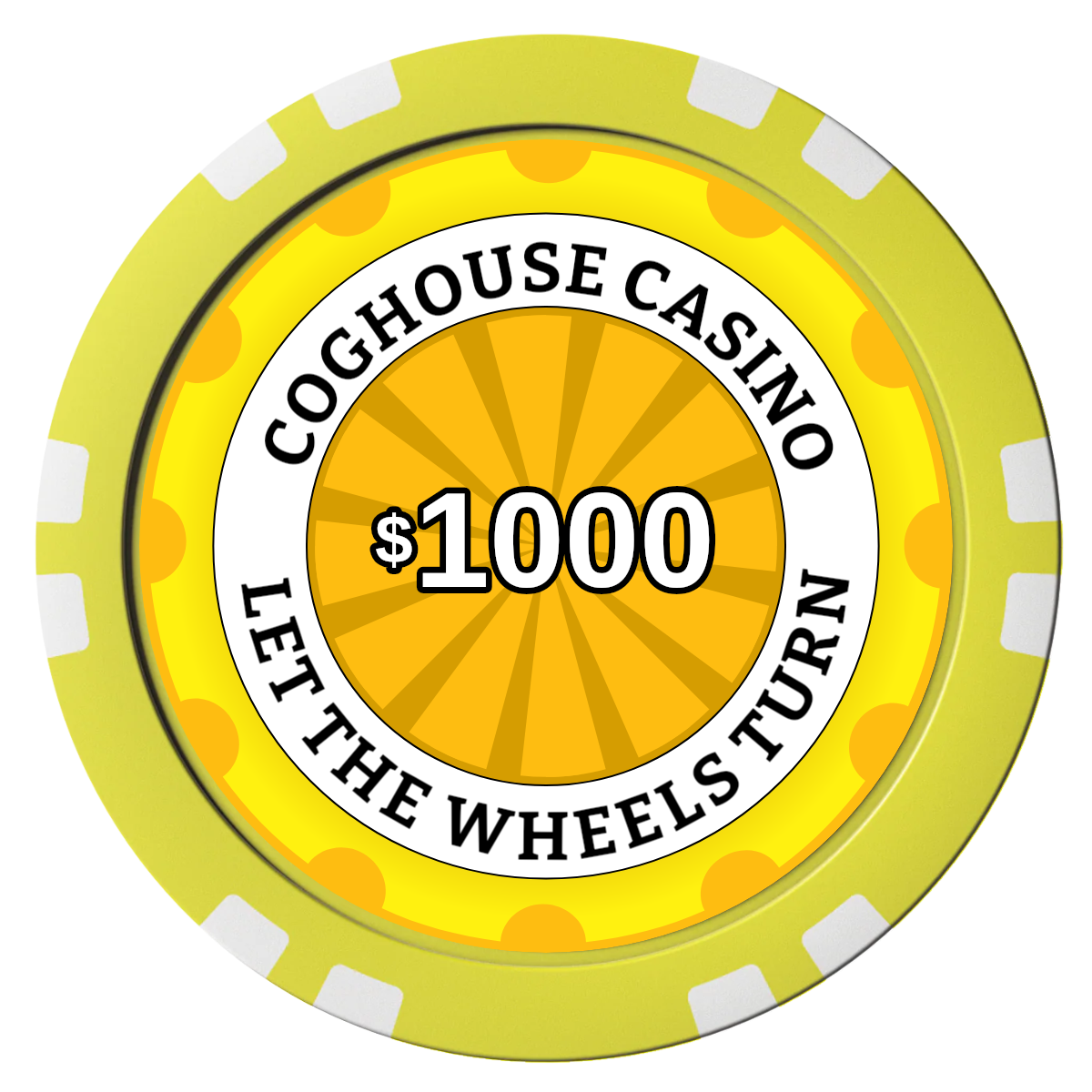 Cog House Composite Poker Chips - Yellow / Double Stripe - Front
