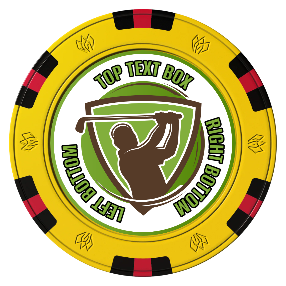 The Golfer Clay Poker Chips - Yellow / 6 Spot Gem / 40mm - Front