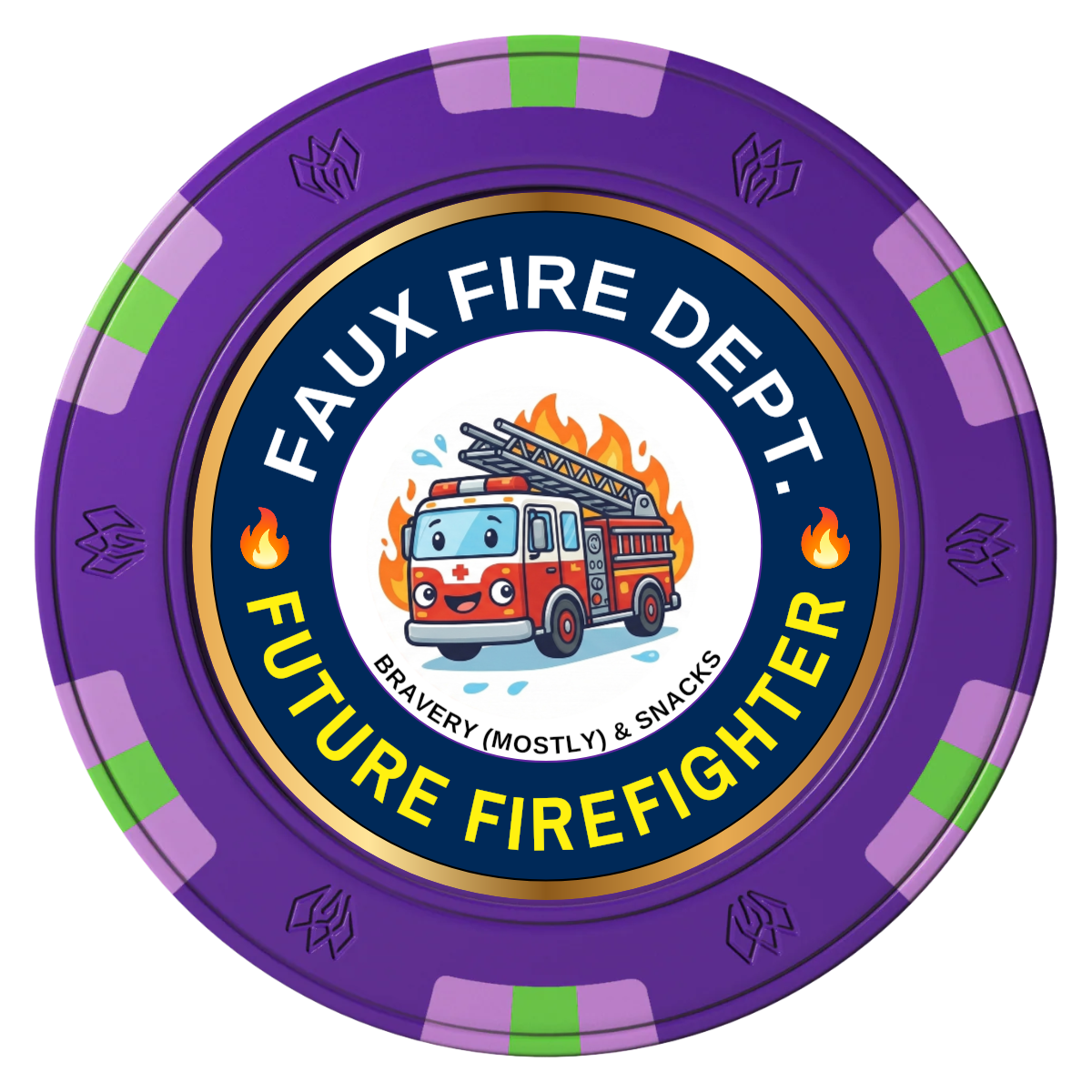 Future Firefighter Clay Poker Chips - Purple / 6 Spot Gem / 43mm - Front