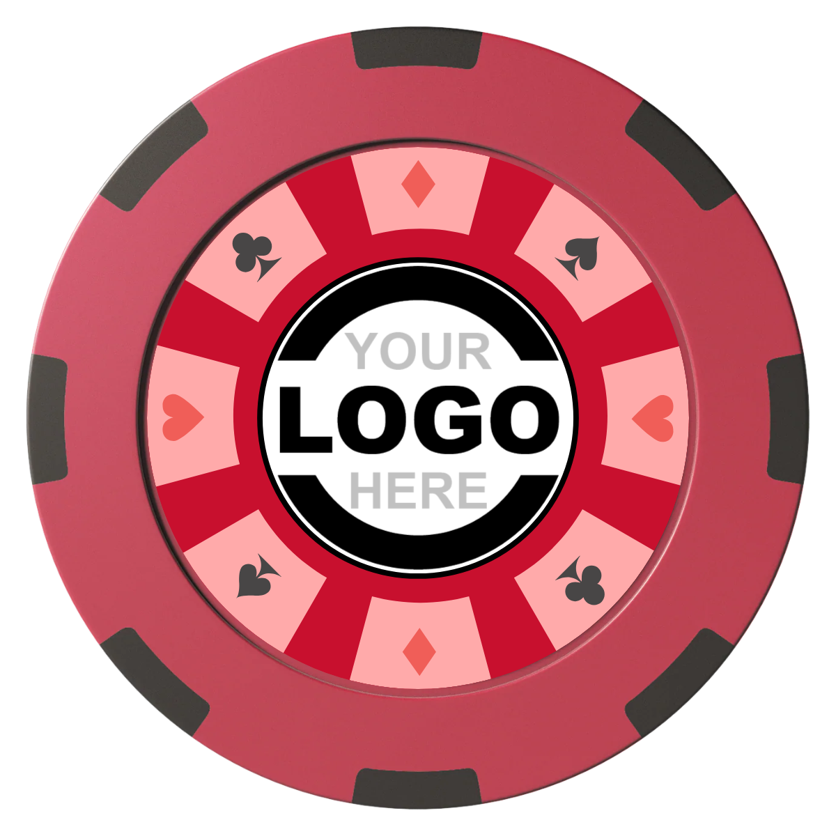 Suit 8 Your Logo Clay Poker Chips - Red / 8 Spot (2 Tone) / 40mm - Front