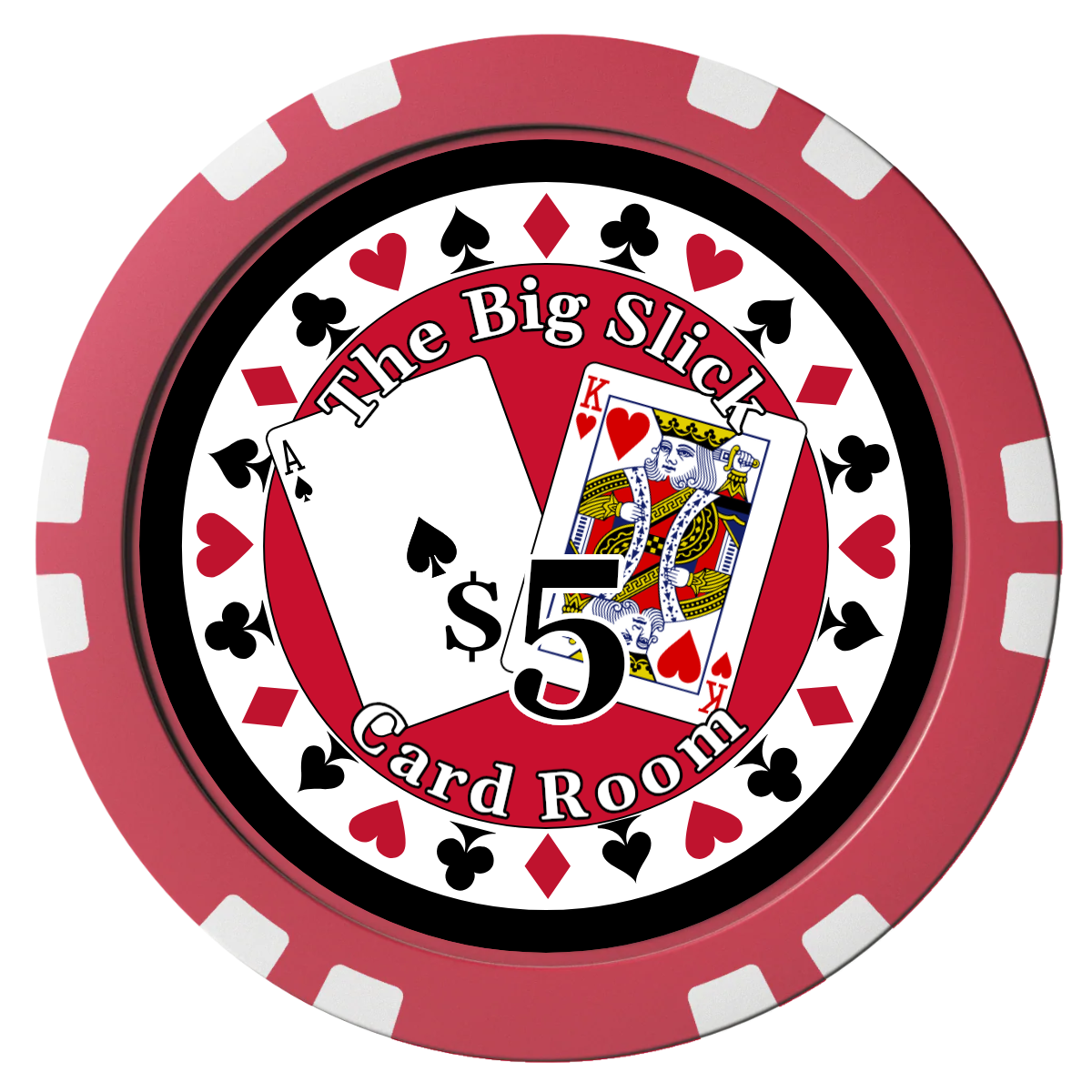 AK Big Slick Composite Poker Chips - Red / Double Stripe - Front