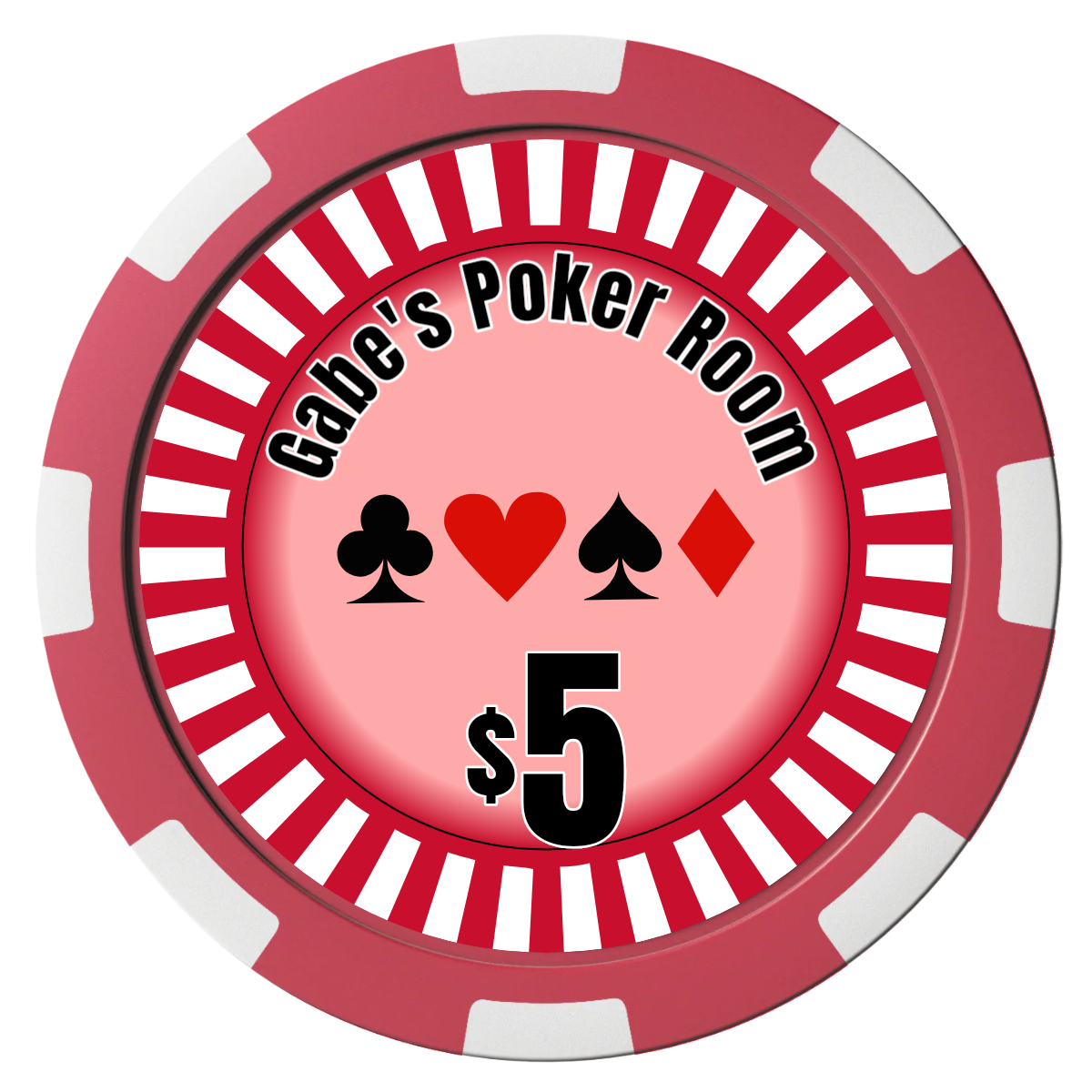 Gabe's Poker Room Composite Poker Chips - Red / 8 Spot - Front