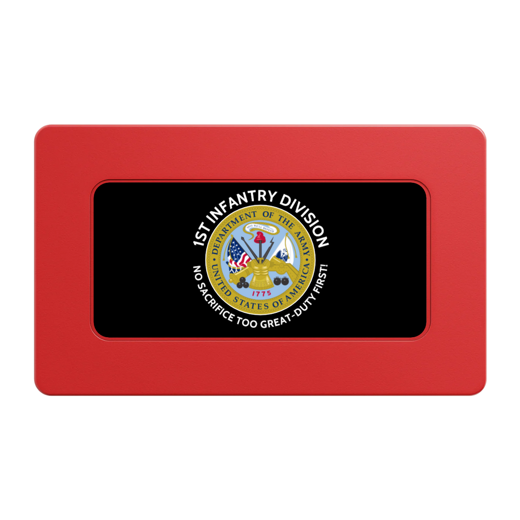 1st Infantry Division Rectangular Poker Chip Plaques - Red - Back
