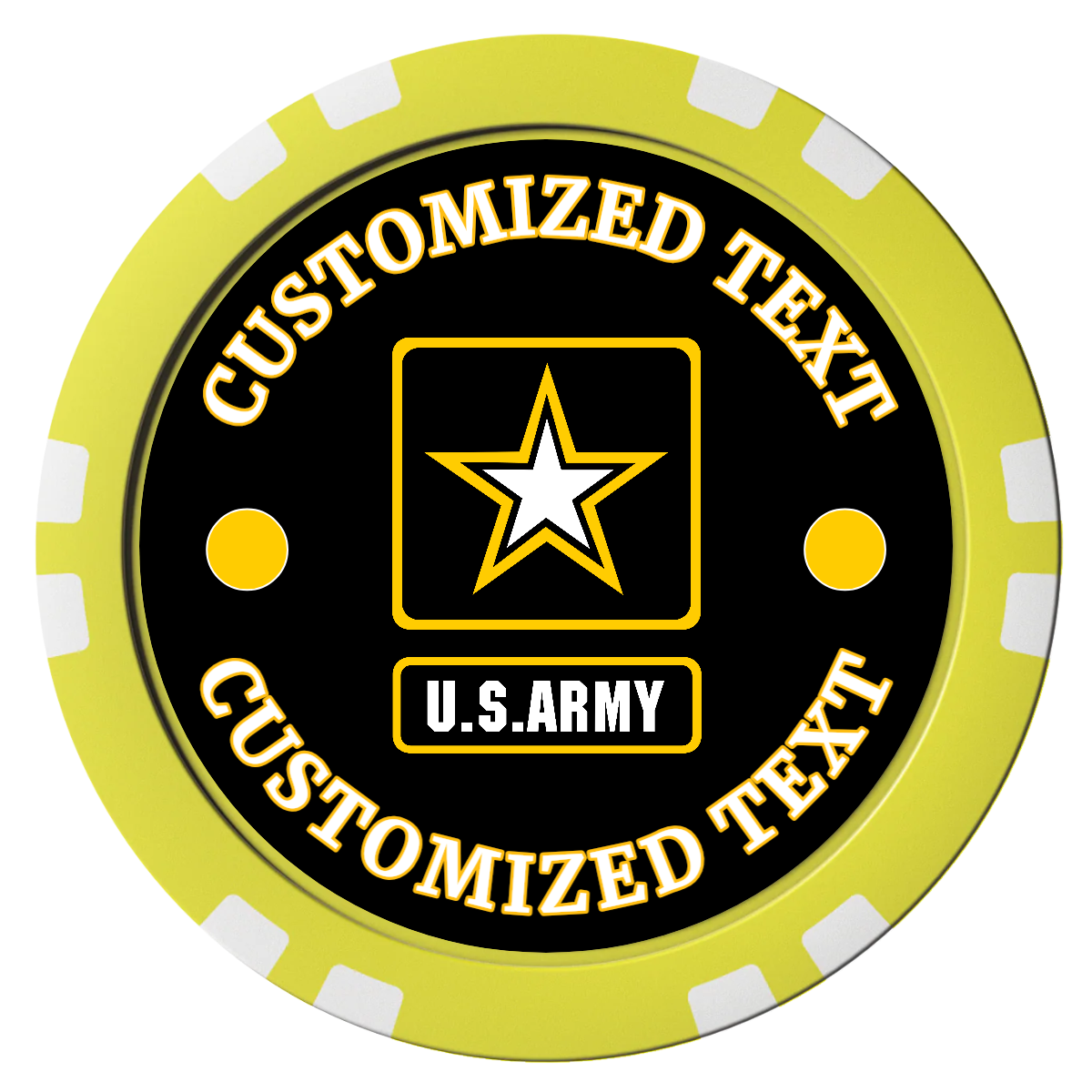 Army Strong Composite Poker Chips - Yellow / Double Stripe - Front