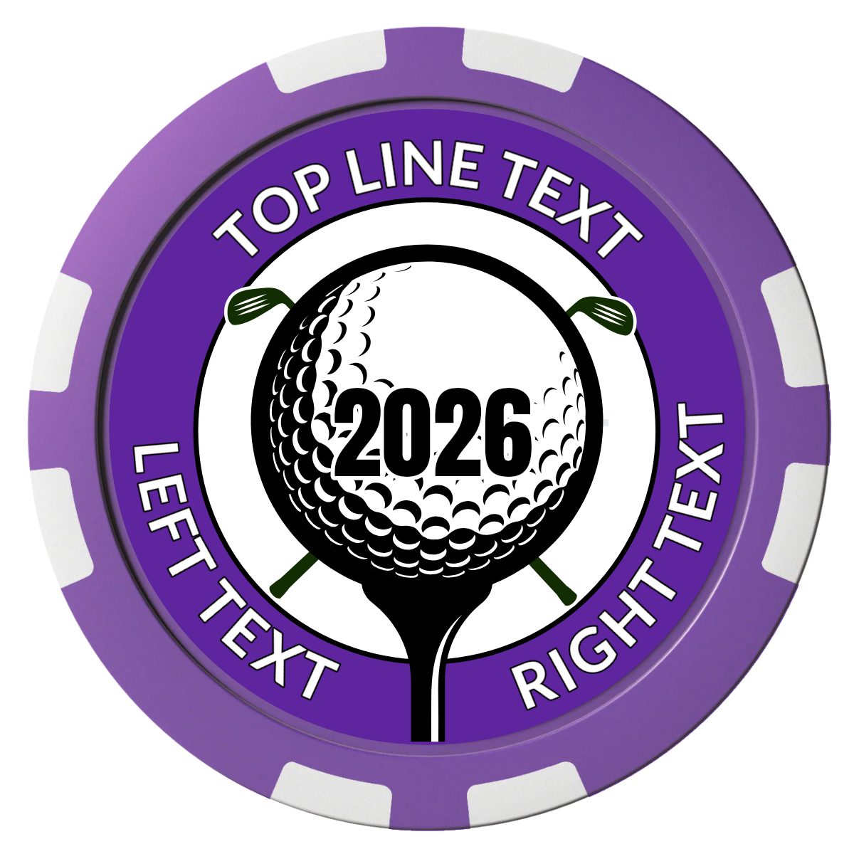 Tee it up Composite Poker Chips - Purple / 8 Stripe - Front