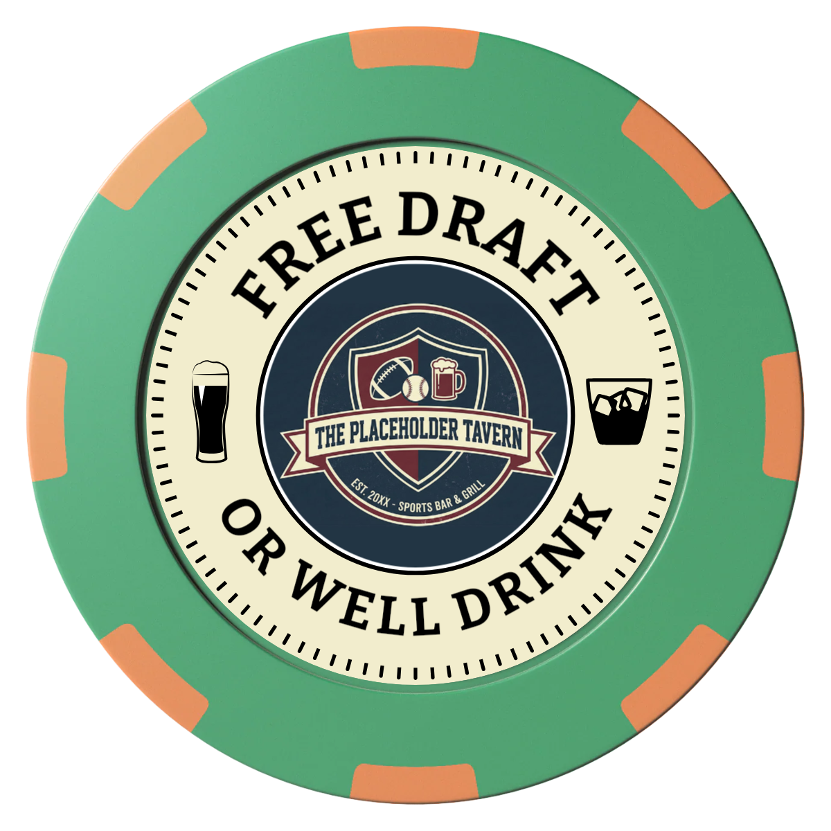 Beer Shop Clay Poker Chips - Green / 8 Spot (2 Tone) / 40mm - Front