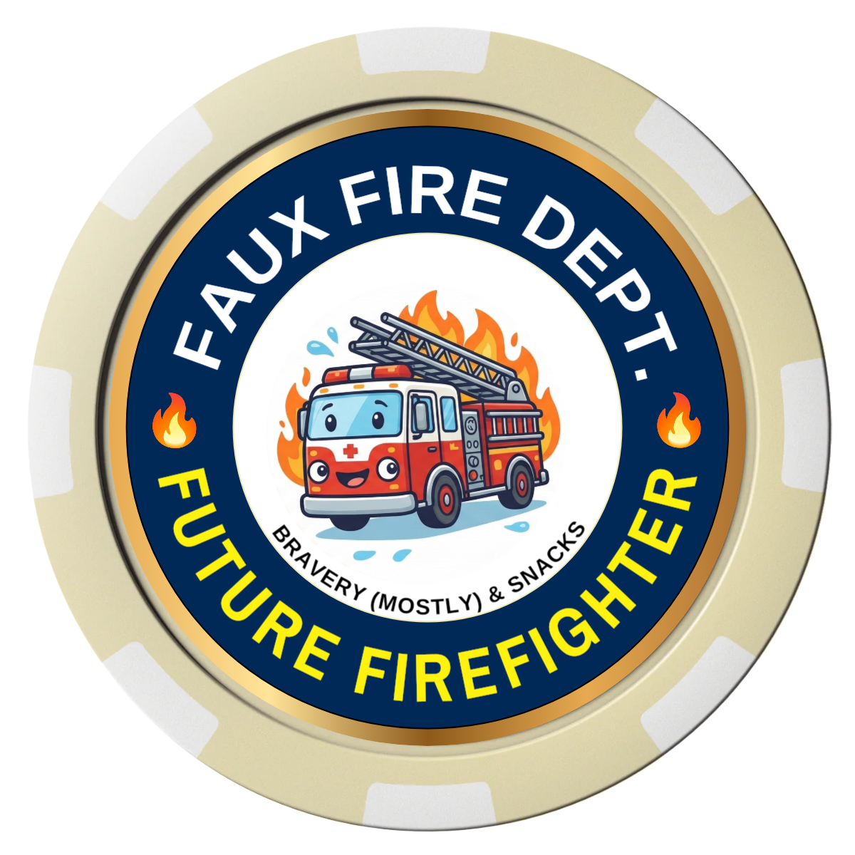 Future Firefighter Composite Poker Chips - Ivory / 8 Spot - Front