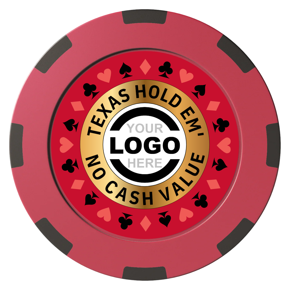 Texas Hold Em' Clay Poker Chips - Red / 8 Spot (2 Tone) / 40mm - Front