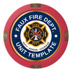 Faux Fire Dept. #01 Composite & Metal Hybrid Poker Chips - Red - Front