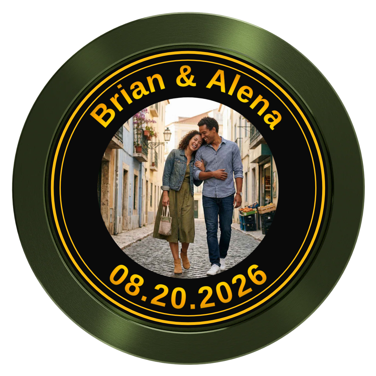 Save the Date Text Aluminum Poker Chips - Green - Back