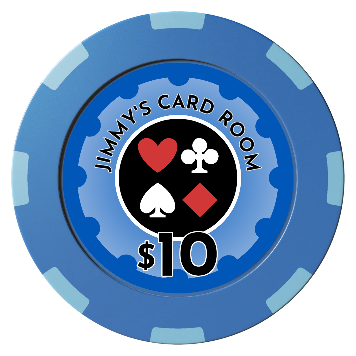 Your Four Suits Clay Poker Chips - Blue / 8 Spot (2 Tone) / 40mm - Front