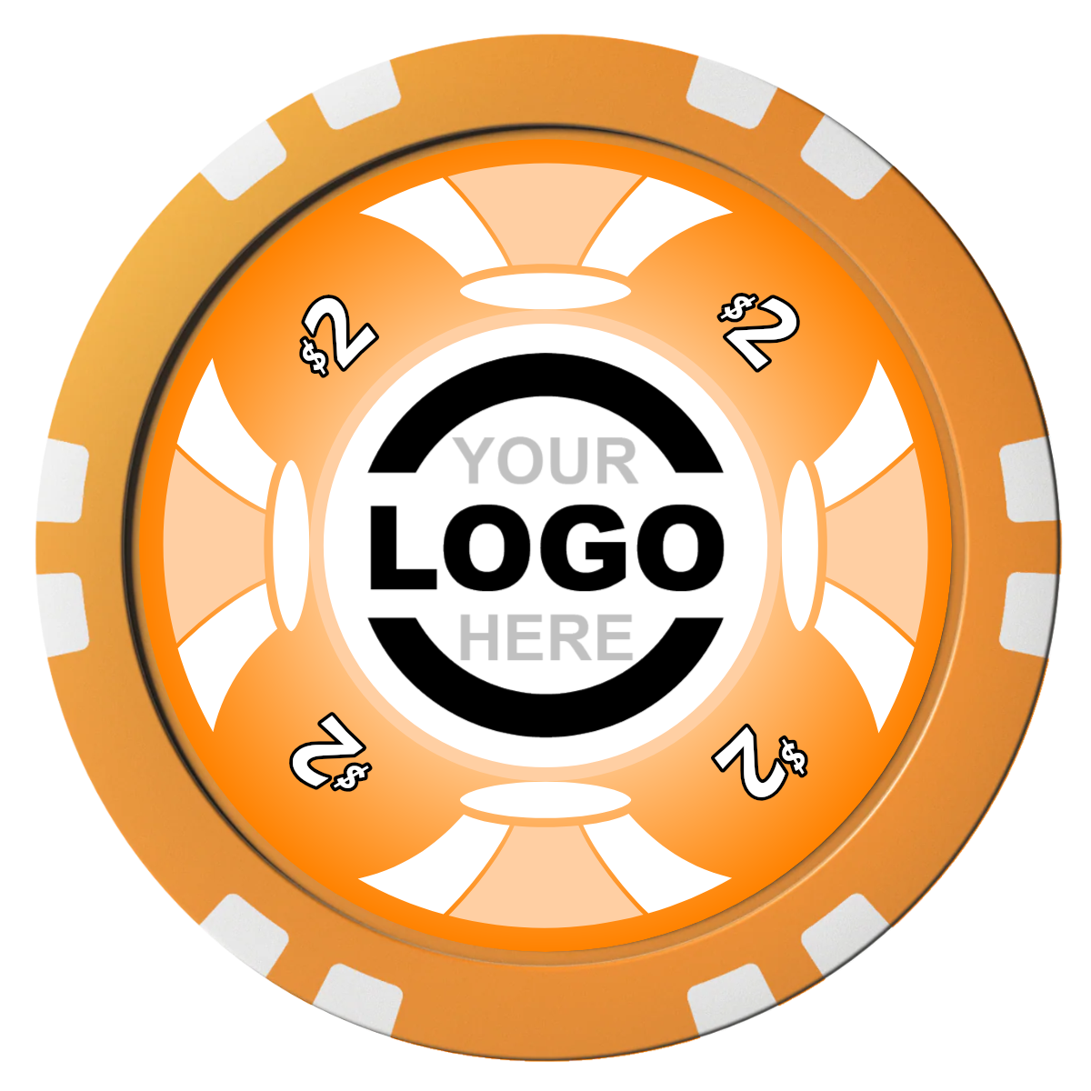 Alan Baker 4-2S A Composite Poker Chips - Orange / Double Stripe - Front