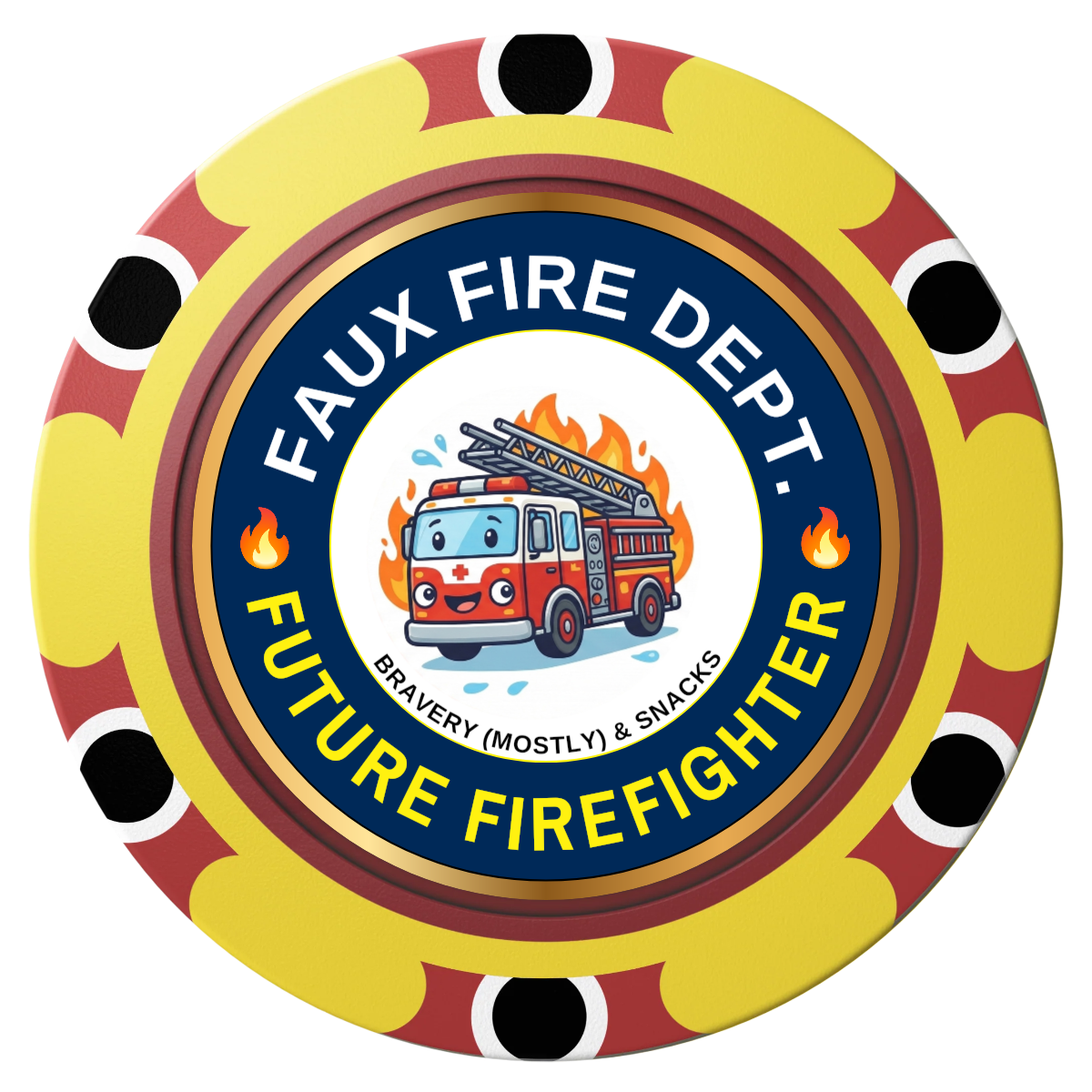 Future Firefighter Clay Poker Chips - Yellow / Monte Carlo / 40mm - Front
