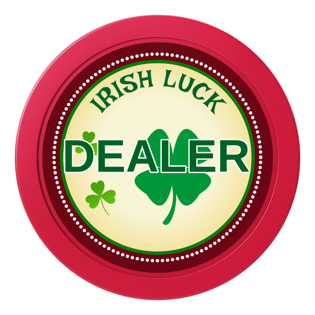 Irish Luck 2" Composite Dealer Button - Red - Back