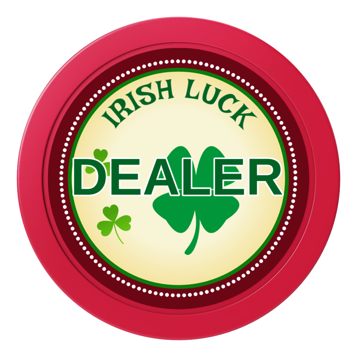 Irish Luck 2" Composite Dealer Button - Red - Back