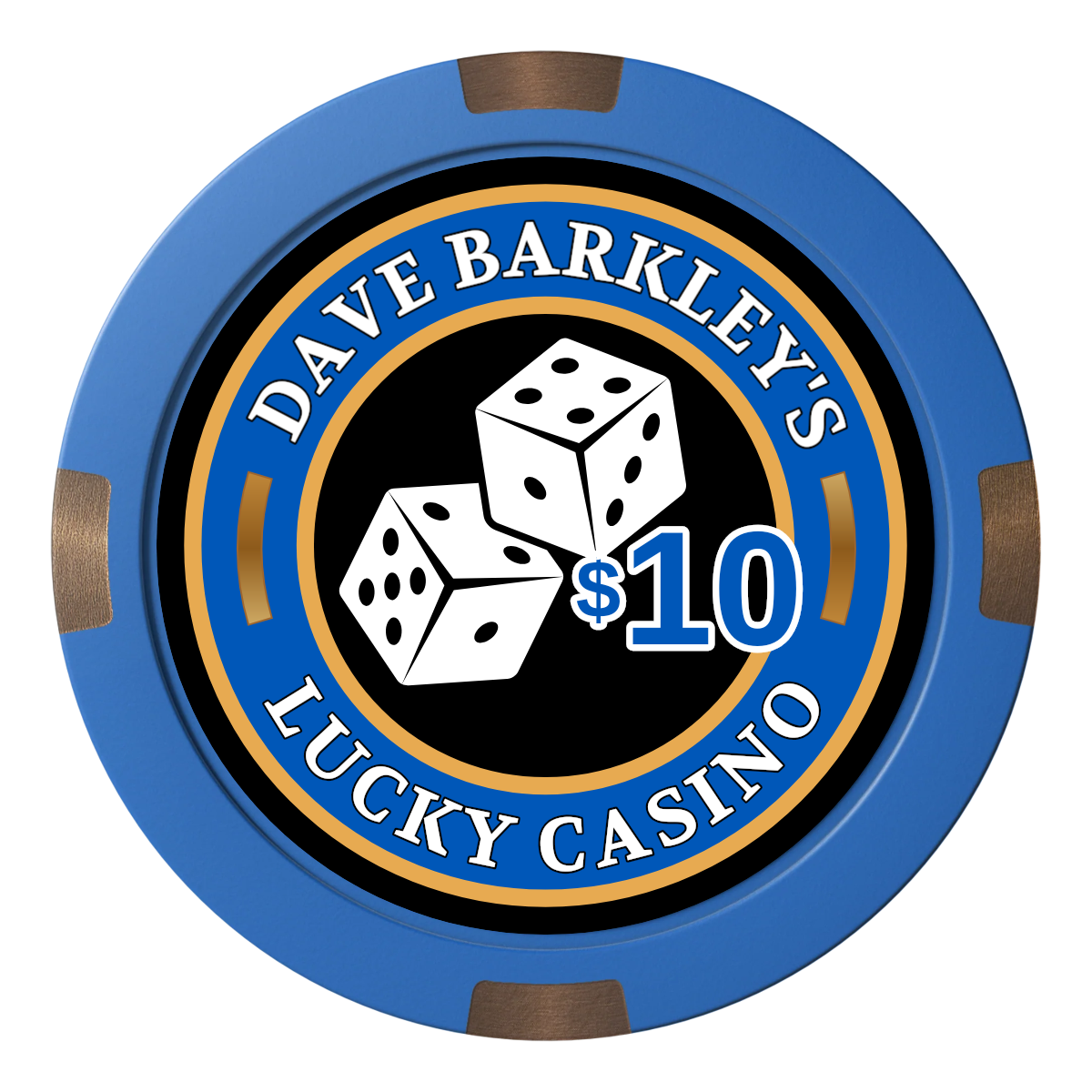 Dave's Lucky Casino Composite & Metal Hybrid Poker Chips - Blue - Back