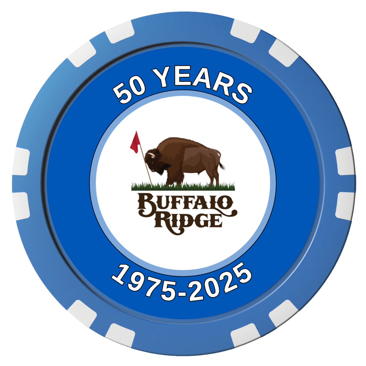 Branded Golf Pro Shop Composite Poker Chips - Blue / Double Stripe - Front