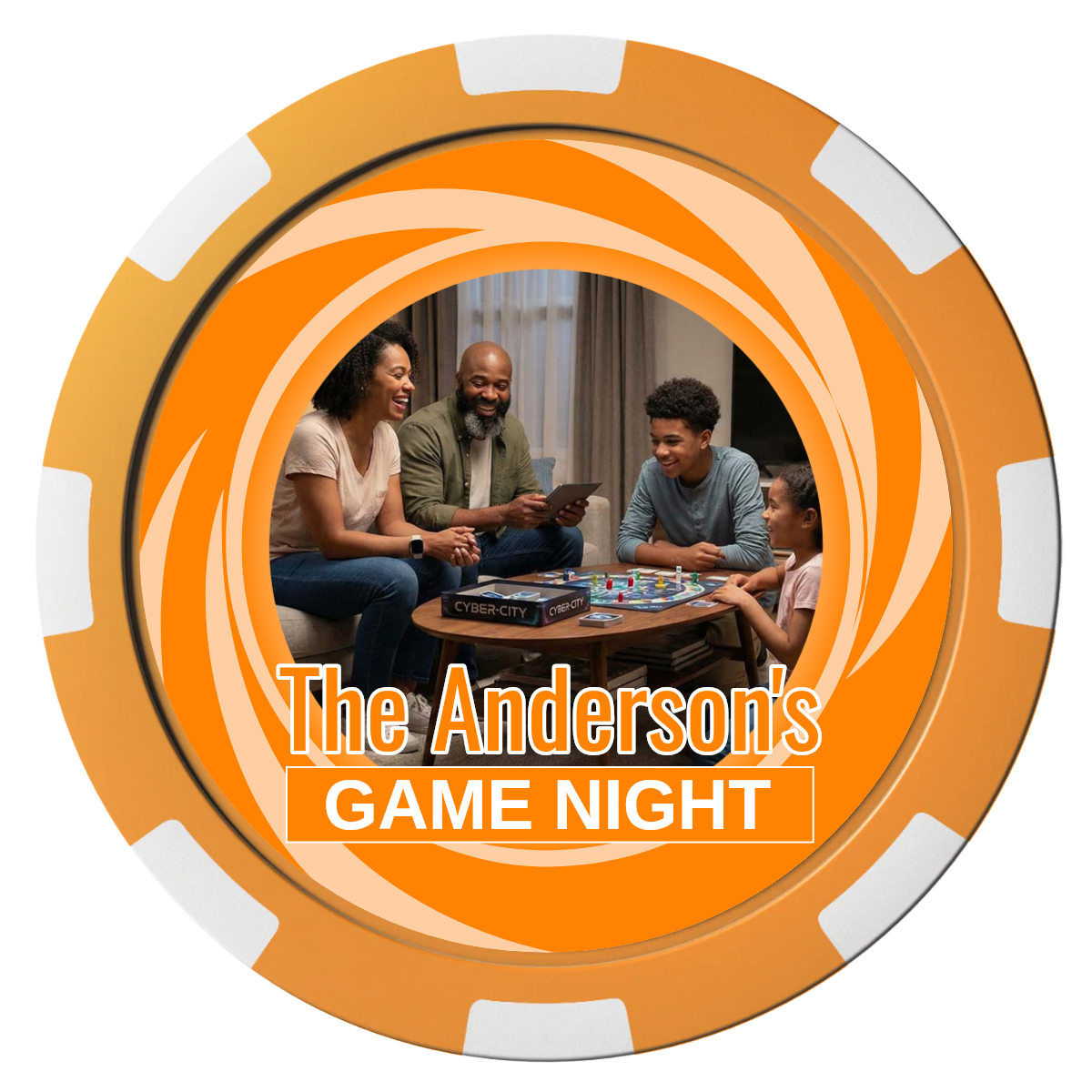 Anderson's Game Night Composite Poker Chips - Orange / 8 Spot - Front