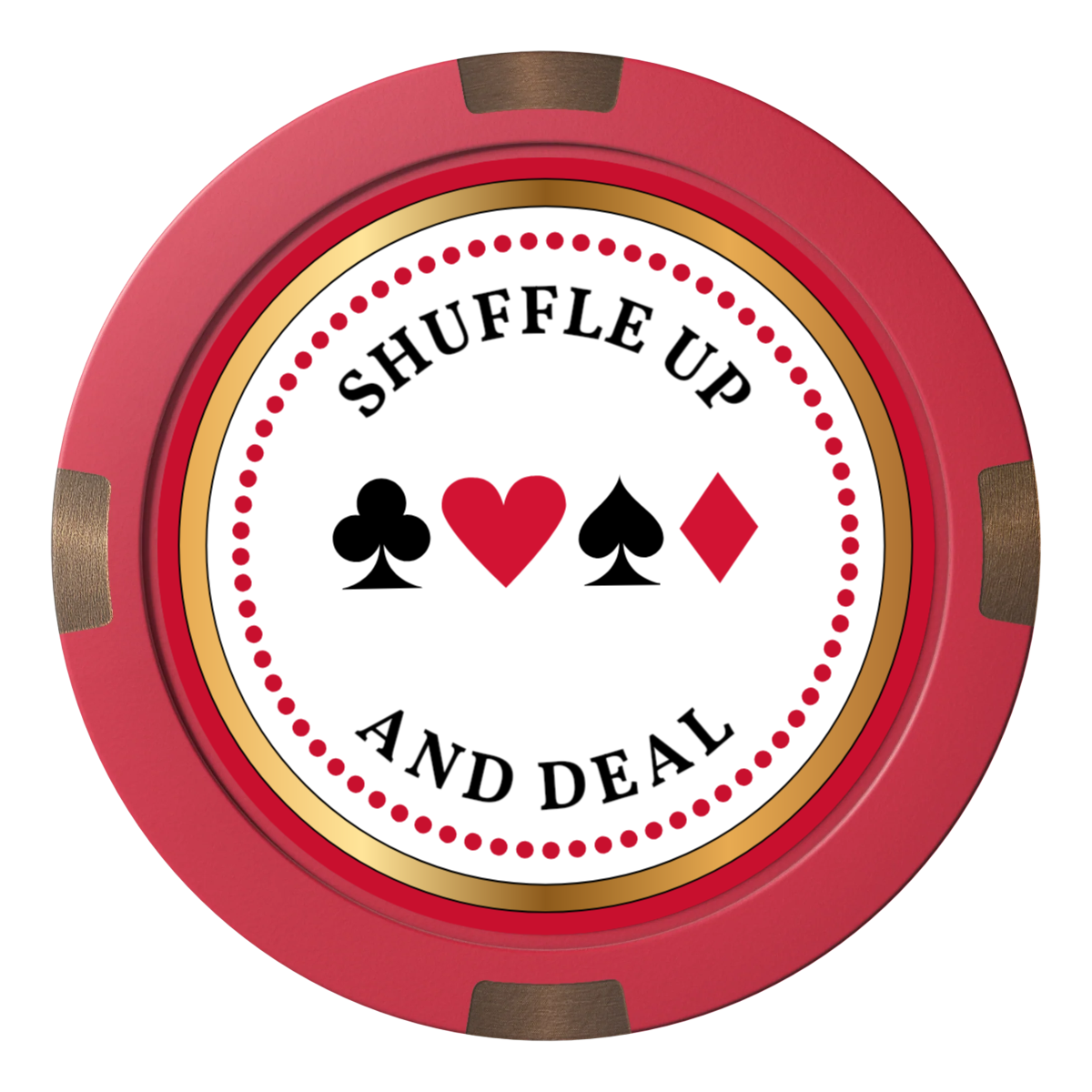 Fours Suits Club Composite & Metal Hybrid Poker Card Protectors - Red - Front