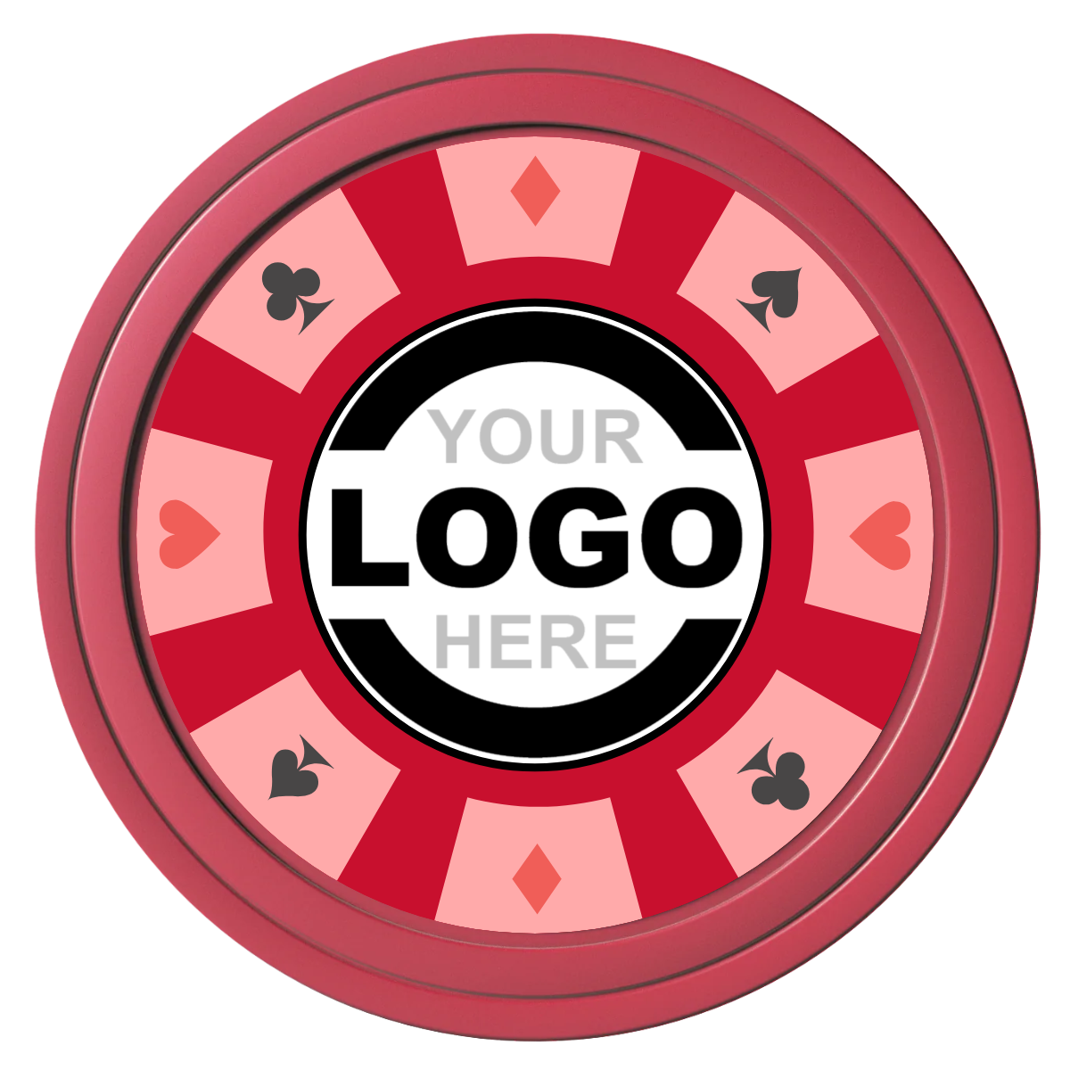 Suit 8 Your Logo Composite Poker Chips - Red / Solid - Front