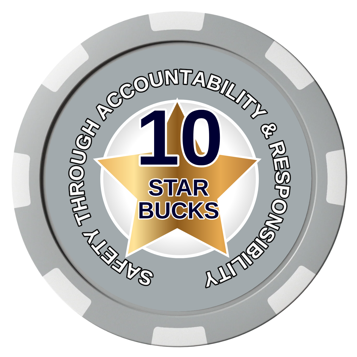Safety Star Composite Poker Chips - Gray / 8 Spot - Front