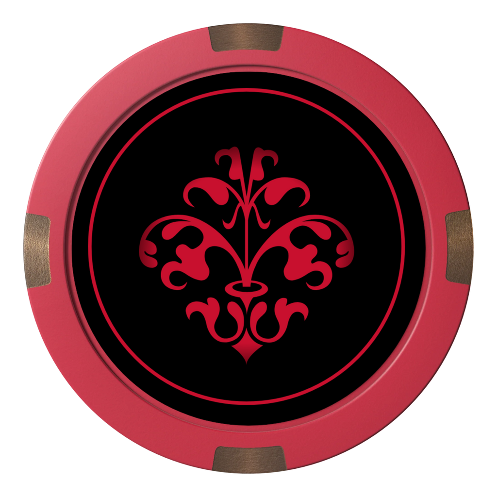 Gothic Revival Composite & Metal Hybrid Poker Card Protectors - Red - Back